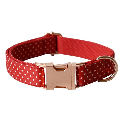 Red Dot Bowtie Collar Leash Bow Set - Personalized