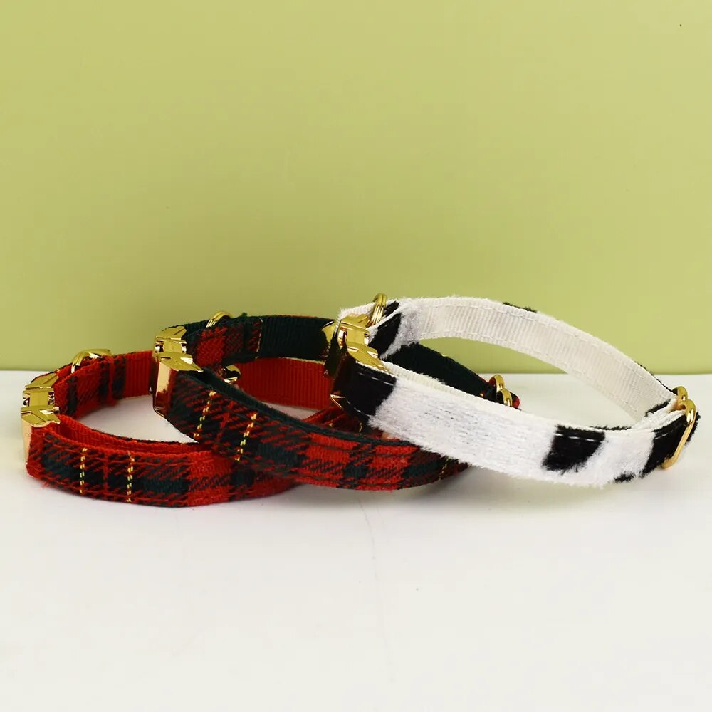 VARIEGATED /   Cat Collar Bow Set  with Bell Personalized (FREE ENGRAVING)