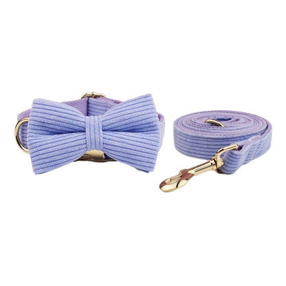 Purple Corduroy Velvet Collar Leash Harness Set Custom  Engraved