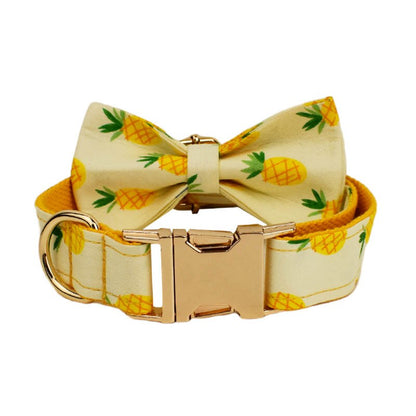 Pineapple Luxury Collar, Leash, Harness Set Custom Engraved