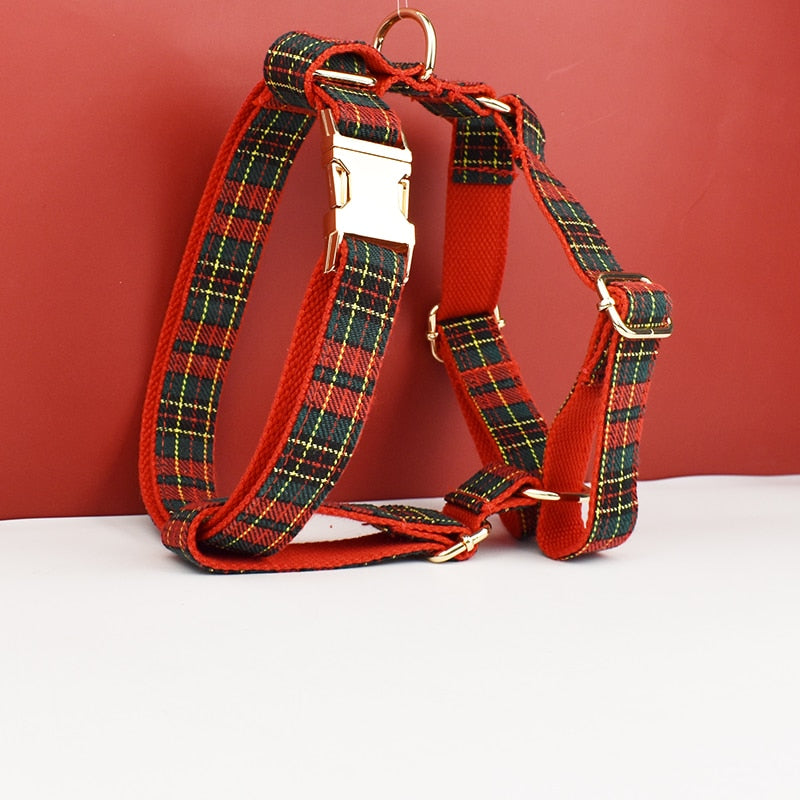 Christmas Collar, Leash Harness Luxury  Set Custom Engraved