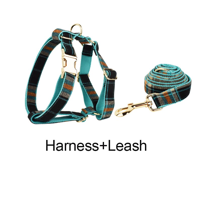 Luxury London  Collar Leash Harness Set Custom Engraved