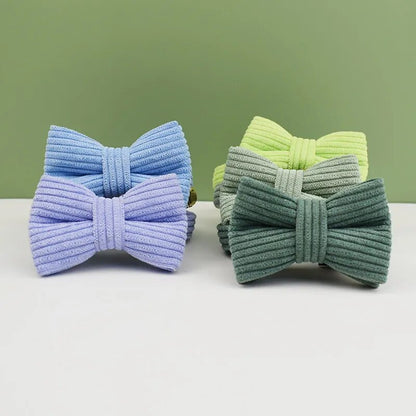 VELVET / Cat Collar Bow Set with Bell  Personalized (FREE ENGRAVING)